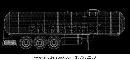 Tanker Truck Isolated Logistics - Trucking body structure , wire model