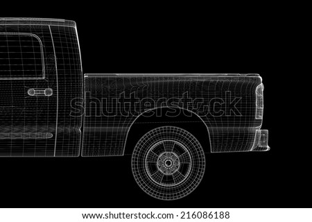pick up truck , body structure, wire model