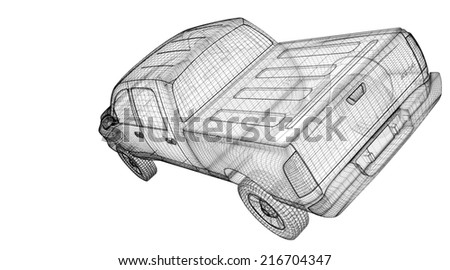 pick up truck , model body structure, wire model