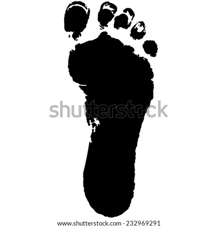 Black Footprint . Isolated On Background . Stock Vector Illustration