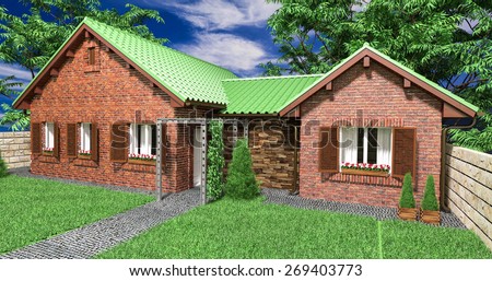 Perspective view of the project of a private house