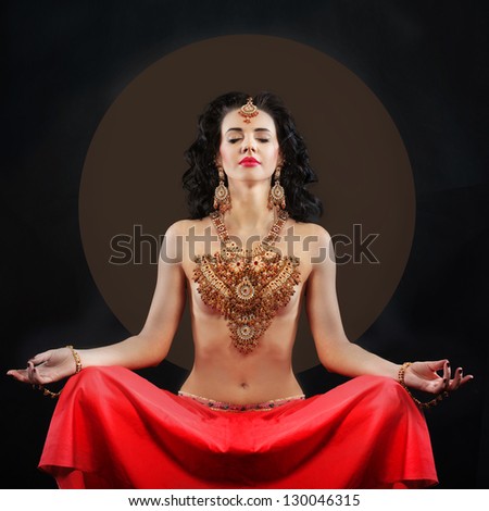 Oriental style portrait of meditating woman
