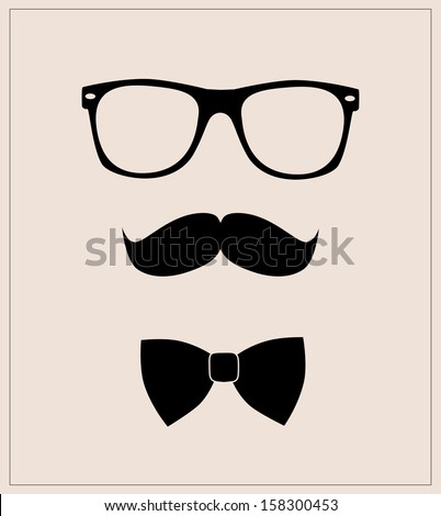 Hipster style set bowtie, glasses and mustaches. vector abstract illustration background