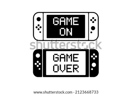 Game controller design template icon. Nintendo Switch. Gamepad. Game On. Game Over.