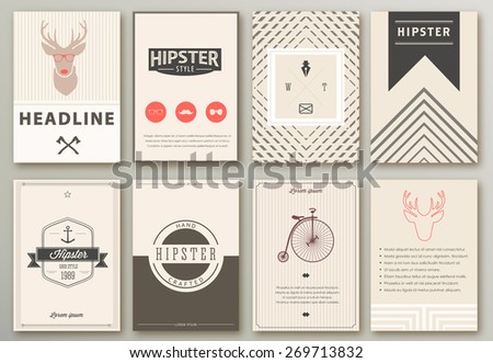 Set of brochures in hipster style.