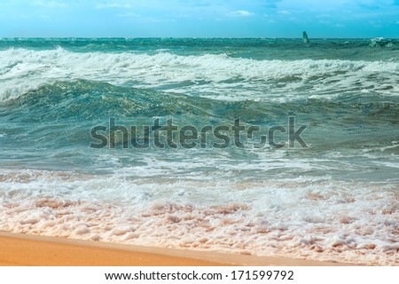Clear Sea Resort Water with waves Beautiful natural Background Landscape relaxing summer beach scenery