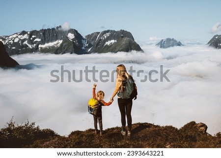 Similar – Image, Stock Photo Kids climbing and hiking on rocks