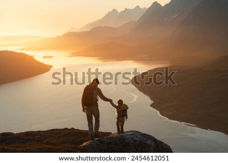 Similar – Image, Stock Photo Man walking on mountain road on Tenerife Island