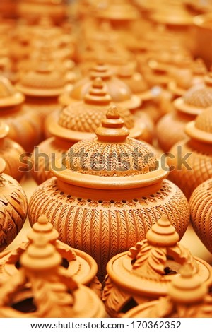 Earthenware handmade old clay jar in thailand traditional