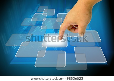 Hand on the flow of several button