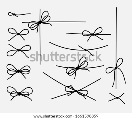 Set of rope knots, marine knots, bows, vector illustration. 商業照片 © 