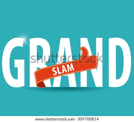 Grand Slam typography with thumbs up and bright background - vector eps10