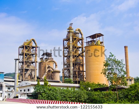 cement factory on blue sky background