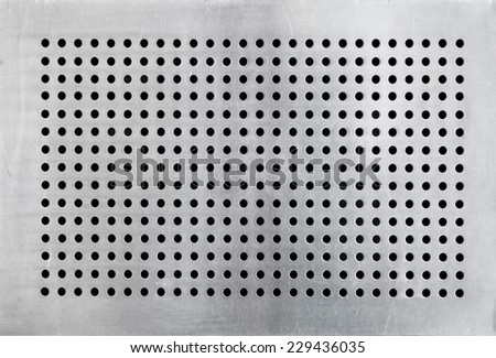 many holes on stainless steel plate, as texture background