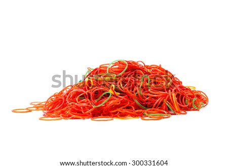 colorful elastic rubber bands isolated on white background