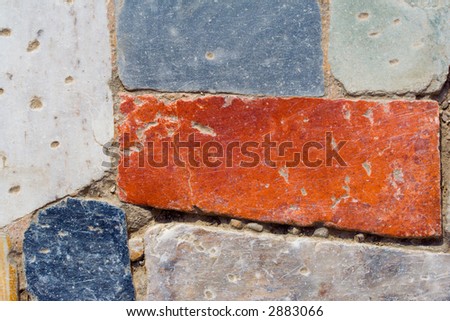 Colored antique marble tile pavemet