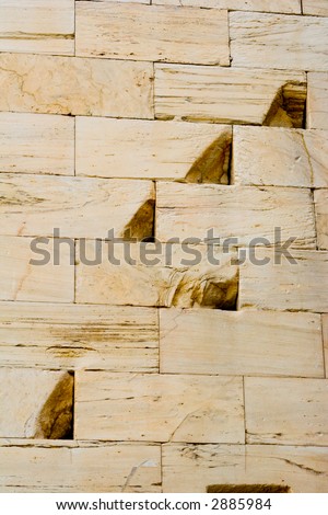 Athens, Parthenon, Part of antique marble brick wall
