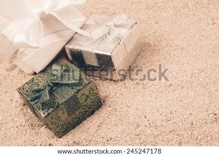 gift box on the sand