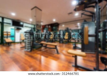 Gym interior with equipment- abstract blur background