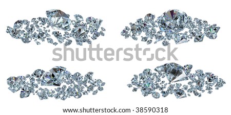 diamonds set with different view isolated with clipping path