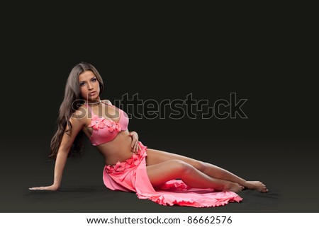 pretty girl in oriental rose costume