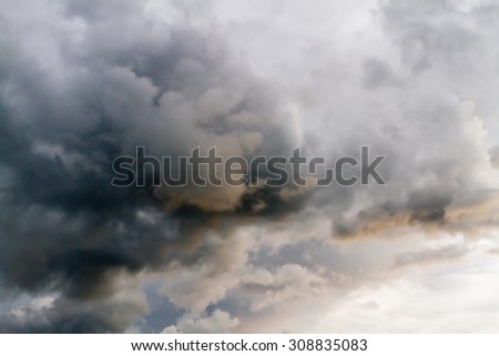 Dramatic and dark sky with storm clouds.Blur or Defocus image