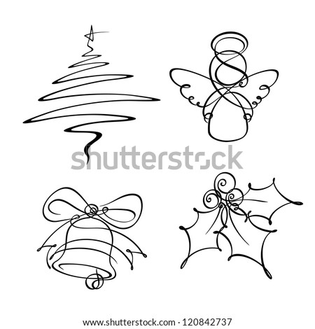 Four Christmas Single Line Icons