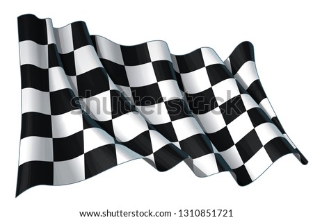Vector illustration of a motor race waving finish checkers flag. All element neatly on well-defined layers and groups. 