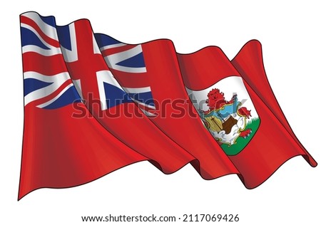 Vector illustration of a Waving Flag of Bermuda. All elements neatly on well-defined layers and groups.