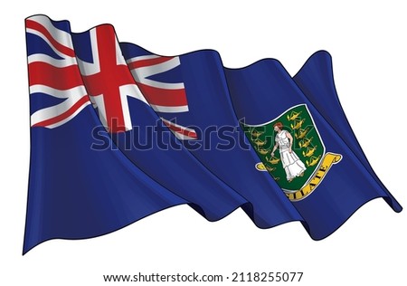 Vector illustration of a Waving Flag of British Virgin Islands. All elements neatly on well-defined layers and groups.