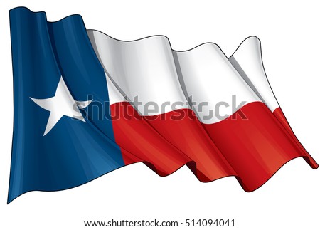 Vector Illustration of a waving Texan flag. All elements neatly on layers & groups for easy editing and variations.