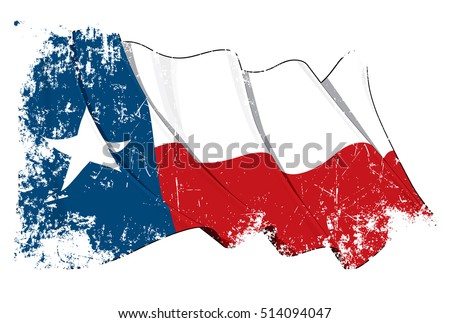 Vector Illustration of a waving Texan flag under a grunge texture. All elements neatly on layers & groups for easy editing and variations.