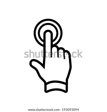 vector modern flat design hand double tapping gesture with one finger icon black isolated on white background