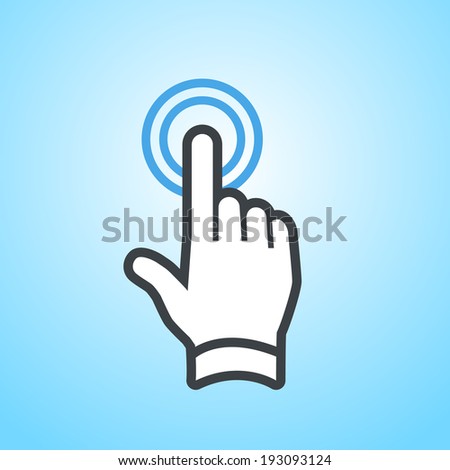 vector modern flat design hand double tapping gesture with one finger icon isolated on blue background