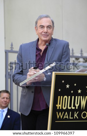 LOS ANGELES - AUG 10: Neil Diamond at a ceremony honoring Neil Diamond with the 2,475th Star on the Hollywood Walk of Fame on August 10, 2012 in Los Angeles, California