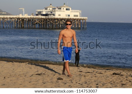 MALIBU - OCT 4: Thomas Kasp who just finished shooting 'Space Warriors' with Josh Lucas and who was also on 'Modern Family' is seen on the beach on October  4, 2012 in Malibu, California