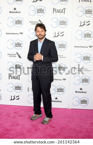 LOS ANGELES - FEB 21:  Diego Luna at the 30th Film Independent Spirit Awards at a tent on the beach on February 21, 2015 in Santa Monica, CA