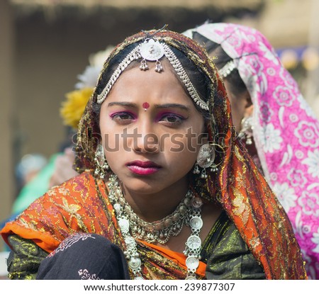 DELHI, INDIA - FEBRUARY 04, 2012: Unidentified female dancer on February 04, 2012 at the annual Surajkund Fair on the outskirts of Delhi in India.