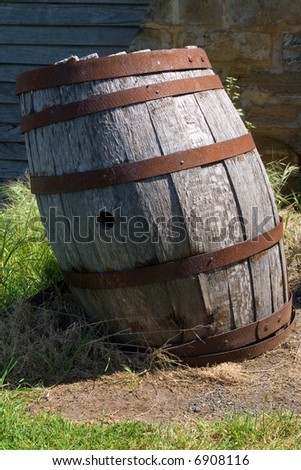 Broken barrel made of wood and iron
