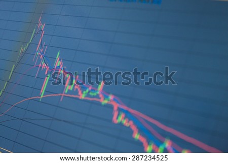 Stock market graph on a  computer,in blue style