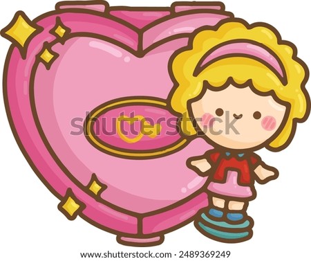 a vector of a cute doll and small pocket house