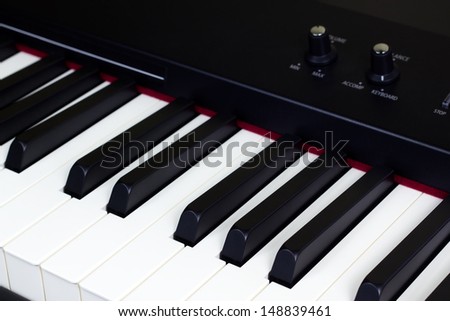 Side view of piano keys
