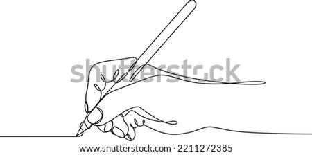 Hand writing continuous line drawing