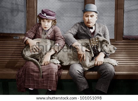 Similar – Image, Stock Photo Man with huge dog on street