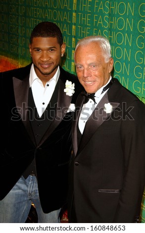 Usher and Giorgio Armani at The Conceptualist Fashion Group INTERNATIONAL 21ST ANNUAL NIGHT OF STARS at Cipriani\'s, NY, October 28, 2004