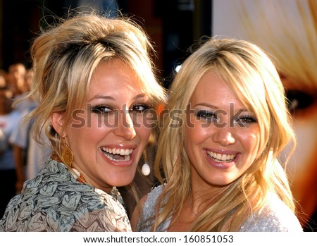 Sisters Haylie and Hilary Duff at the premiere of RAISE YOUR VOICE at Loews Universal City 18 Theatre, Universal City, California on October 3, 2004