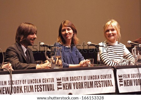 Jason Schwartzman, Director Sofia Coppola, Kirsten Dunst at the press conference for Marie Antoinette Press Conference-New York Film Festival, Alice Tully Hall at Lincoln Center, NY, Oct 13, 2006
