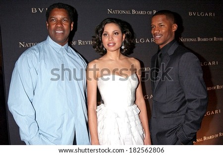Denzel Washington, Jurnee Smollett, Nate Parker at 2008 National Board of Review of Motion Picture Awards Gala, Cipriani Restaurant 42nd Street, New York, January 15, 2008
