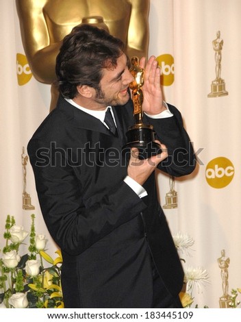 Javier Bardem, winner, Best Supporting Actor, NO COUNTRY FOR OLD MEN, 80th Annual Academy Awards Oscars Ceremony, The Kodak Theatre, Los Angeles, February 24, 2008