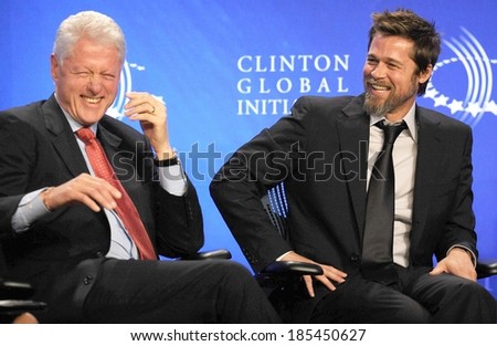 Bill Clinton, Brad Pitt at a public appearance for Clinton Global Initiative-THU, Sheraton New York Hotel and Towers, New York, USA September 24, 2009